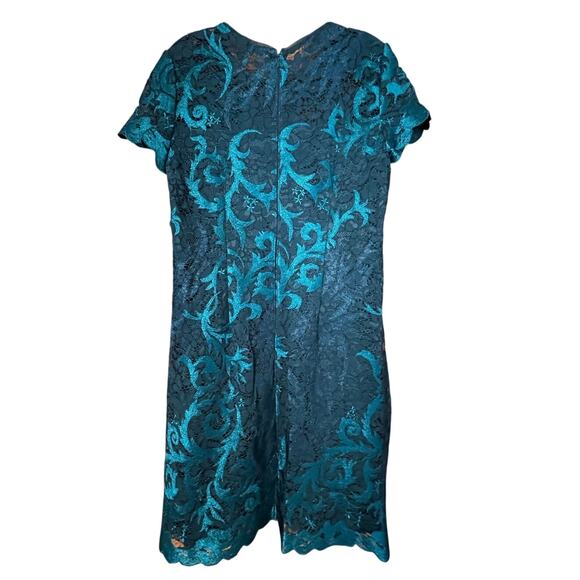 Adrianna Papell NEW Size 12 Dark Jade Green Women's Lace A Line Shift Mini Dress - Picture 6 of 10